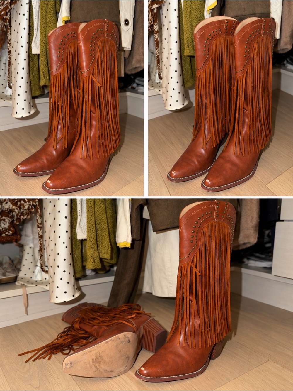 Women's Fringe Western Boots - Brown